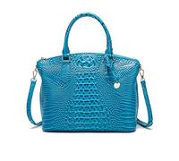 NICOLE & DORIS Handtasche Damen Mittelgroß Kroko Handtaschen Elegante Schultertaschen Lackleder Henkeltasche Umhängetasche Tote Tasche für Büro Shopper Reisen Hellblau