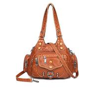 NICOLE & DORIS Handtasche Damen Retro Umhängetasche Weiches PU Leder Schultertasche mit Mehreren Taschen Tote Hobo Bag Wasserdichte Henkeltasche für Shopper, Arbeit, Reisen Braun