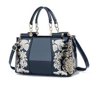 NICOLE&DORIS Handtasche Damen Schultertasche Mode Frauen Umhängetasche Lackleder Handtasche Damen Shopper Taschen Elegant Blau