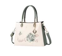 NICOLE & DORIS Handtasche für Frauen Mehrfarbige Henkeltasche mit Stickerei Blumen Schultertasche PU Leder Umhängetasche Klein Damenhandtasche für Arbeit, Einkaufen, Reisen Grün
