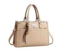 NICOLE & DORIS Handtasche Groß Damen Elegant Henkeltasche Umhängetasche PU Leder Laptoptasche 13 Zoll Schultertasche Handtaschen für Arbeit, Einkaufen, Reisen Hellkhaki