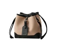 NICOLE & DORIS Handtaschen Damen Klein Elegant Eimertasche Umhängetasche Mini Henkeltasche PU Leder Schultertaschen Mode Beuteltasche mit 2 Schulterriemen Beige