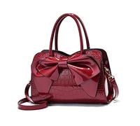 NICOLE & DORIS Handtaschen Damen Kleine Henkeltasche Frau Mode Tasche Designer Umhängetasche Mädchen Schultertasche Lackleder Handtasche Abendtasche Rotwein