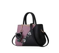 NICOLE & DORIS Handtaschen Damen modische Damenhandtaschen Taschen Damen Umhängetaschen mit Blumenmuster Spleiß Farbe Lila