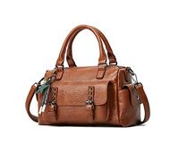 NICOLE & DORIS Handtaschen Damen Umhängetasche Klein Tasche Frauen Schultertasche Retro Crossbody Tasche Handytaschen Geldbörse Weiche Ledertasche Tote Bag mit Anhänger Braun