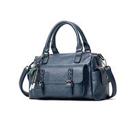 NICOLE & DORIS Handtaschen Damen Umhängetasche Klein Tasche Frauen Schultertasche Retro Crossbody Tasche Handytaschen Geldbörse Weiche Ledertasche Tote Bag mit Anhänger Blau