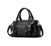 NICOLE & DORIS Handtaschen Damen Umhängetasche Klein Tasche Frauen Schultertasche Retro Crossbody Tasche Handytaschen Geldbörse Weiche Ledertasche Tote Bag mit Anhänger Schwarz