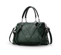 NICOLE & DORIS Handtaschen für Damen Modern Henkeltasche Schultertasche Weiche PU Leder Umhängetasche Elegant Handtasche mit Gestreifte Dunkelgrün