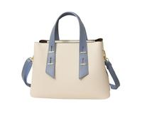 NICOLE & DORIS Klassische Handtasche Alltags Schultertasche Damen Henkeltasche Großer Kapazität Mode für Damen Umhängetasche für Arbeit Freizeit Alltags Beige mit Blau