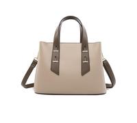 NICOLE & DORIS Klassische Handtasche Alltags Schultertasche Damen Henkeltasche Großer Kapazität Mode für Damen Umhängetasche für Arbeit Freizeit Alltags Hellgrau mit Braun