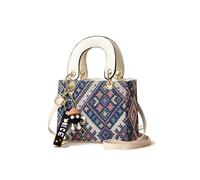 NICOLE & DORIS Klein Handtasche Schultertasche Damen Süße Umhängetasche PU Leder Mini Handytaschen Mädchen Crossbody Bag Satchel Handtasche mit Anhänger Beige