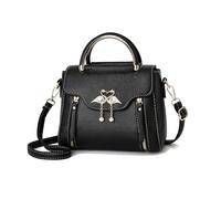 NICOLE & DORIS Kleine Damen Handtasche Umhängetasche mit Griff Schultertaschen PU Leder Mädchen Crossbody Bag Mini Henkeltasche Satchel Schwarz
