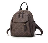 NICOLE & DORIS Kleiner Rucksack Damen Elegant Cityrucksack Mini Rucksäcke Wasserdichte Daypack Tagesrucksack Leichter Rucksack mit mehreren Taschen Kaffee Muster