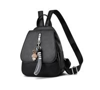NICOLE & DORIS Kleiner Rucksack Damen Mini Rucksack Süß Daypack PU Leder Rucksäcke Mädchen Schultaschen Cityrucksack Anti Diebstahl Rucksack mit Klappe Schwarz