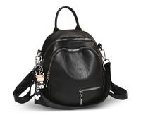NICOLE & DORIS Kleiner Rucksack Handtasche Damen Mini Rucksäcke PU Leder Wasserdichte Anti-diebstahl Rucksack Cityrucksack Daypack Reiserucksack Schwarz E