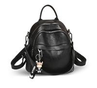 NICOLE & DORIS Kleiner Rucksack Handtasche Damen Mini Rucksäcke PU Leder Wasserdichte Anti-diebstahl Rucksack Cityrucksack Daypack Reiserucksack Schwarz C