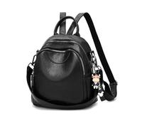NICOLE & DORIS Kleiner Rucksack Handtasche Damen Mini Rucksäcke PU Leder Wasserdichte Anti-diebstahl Rucksack Cityrucksack Daypack Reiserucksack Schwarz A
