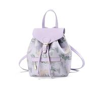 NICOLE & DORIS Mini Rucksack Damen Blumen Rucksack Damen Klein Elegant Cityrucksack Daypack PU Leder Rucksäcke Süß Mädchen Anti Diebstahl Rucksack mit Klappe Lila