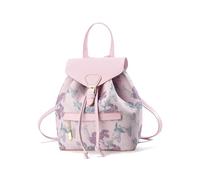 NICOLE & DORIS Mini Rucksack Damen Blumen Rucksack Damen Klein Elegant Cityrucksack Daypack PU Leder Rucksäcke Süß Mädchen Anti Diebstahl Rucksack mit Klappe Rosa