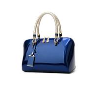 NICOLE & DORIS Mode Handtaschen Damen Lackleder Handtasche Elegant Schultertasche Frauen Umhängetasche wasserdichte Damentasche Hochzeits-Clutch Brieftasche Einkaufen Party Blau