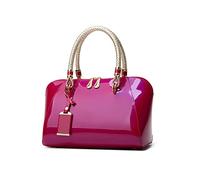 NICOLE & DORIS Mode Handtaschen Damen Lackleder Handtasche Elegant Schultertasche Frauen Umhängetasche wasserdichte Damentasche Hochzeits-Clutch Brieftasche Einkaufen Party Rose