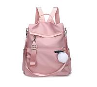 NICOLE & DORIS Mode Rucksack Damen Anti Diebstahl Rucksack Nylon Leichtgewicht Rucksackhandtaschen Daypack Frauen Cityrucksack Schulrucksack Reiserucksack mit Bommel Rosa