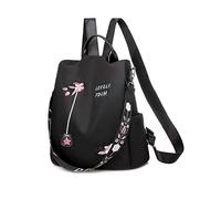 NICOLE & DORIS Mode Rucksack Damen Anti-Diebstahl Schulrucksack Reise Damenrucksack Cityrucksack Mit Stickerei Blume Schwarz
