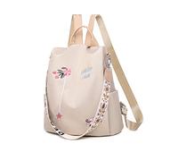 NICOLE & DORIS Mode Rucksack Damen Anti Diebstahl - Schulrucksack Reise Damenrucksäcke Cityrucksack Handtaschen Mit Stickerei Blume Khaki