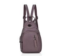 Nicole & Doris modischer Damen-Rucksack, klein, Leder, schwarz, Brusttasche, Schultertasche, lässig, modisch, Tagesrucksack, violett, M, Lässiger Tagesrucksack