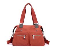 NICOLE & DORIS Nylon Schultertasche Damen,Leichte Handtasche mit Vielen Fächern,Shopper Tasche Groß,Einfache Klassische Für Leisure Travel Büro Einkauf Orange