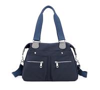 NICOLE & DORIS Nylon Schultertasche Damen,Leichte Handtasche mit Vielen Fächern,Shopper Tasche Groß,Einfache Klassische Für Leisure Travel Büro Einkauf Marineblau