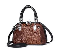 NICOLE & DORIS Retro Handtasche für Frauen Schultertaschen Klassische Krokodil Umhängetasche PU Leder Henkeltasche Shopper Tasche Kaffee