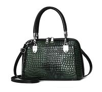 NICOLE & DORIS Retro Handtasche für Frauen Schultertaschen Klassische Krokodil Umhängetasche PU Leder Henkeltasche Shopper Tasche Grün A