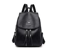 NICOLE & DORIS Rucksack Damen Elegant Rucksack Anti Diebstahl Rucksackhandtaschen PU Leder Rucksäcke Wasserdichter Schulrucksack Daypack für Reisen Freizeit Arbeit Schwarz