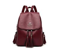 NICOLE & DORIS Rucksack Damen Elegant Rucksack Anti Diebstahl Rucksackhandtaschen PU Leder Rucksäcke Wasserdichter Schulrucksack Daypack für Reisen Freizeit Arbeit Burgundisch