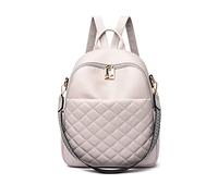 NICOLE & DORIS Schulrucksack Wasserdicht Casual Tagesrucksäcke Kleiner Reiserucksack Damen Leichter Rucksack Damen PU leder Multifunktional Hellgrau