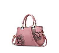 NICOLE & DORIS Schultertasche, Damen, Blumen, hohe Griffe, Schultertasche, Umhängetasche, Schulranzen, PU-Leder, Rosa, L, Exquisit, einzigartig