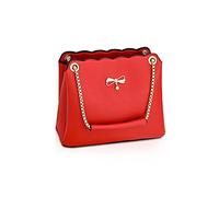 NICOLE & DORIS Tasche Frauen Klein Umhängetasche Damen Handtaschen Elegante Crossbody Bag Damen Handytasche PU Leder Schultertasche mit Kette Rot