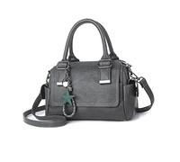 NICOLE & DORIS Umhängetasche Damen Handtaschen Klein Tasche Multi Pocket Frauen Schultertasche Retro Leder Henkeltasche Crossbody Bag Handytaschen Geldbörse mit Anhänger Dunkelgrau