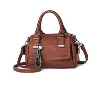 NICOLE & DORIS Umhängetasche Damen Handtaschen Klein Tasche Multi Pocket Frauen Schultertasche Retro Leder Henkeltasche Crossbody Bag Handytaschen Geldbörse mit Anhänger Braun