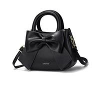 NICOLE & DORIS Umhängetasche für Damen Kleine Handtaschen mit Schleife Henkeltasche PU Leder Niedliche Schultertasche Mädchen Crossbody Bag Satchel Tasche Schwarz
