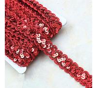 Nicole Knupfer Pailletten Bänder Paillettenband Borten Rolle für DIY Handwerk Bastelprojekte Tanzbekleidungen,Gesamtlänge 13m Breite 25mm (Rot)