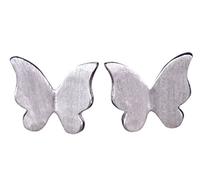 NicoWerk Silber Ohrstecker Schmetterling Matt Romantisch Gebürstet Natur Damen 925 Ohrringe Stecker Ohrschmuck Geschenk Sterling SOS226