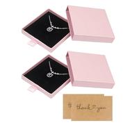 Nideen 2 Stück 8× 8× 1,7 cm Geschenkbox Armband, Schmuck Geschenkbox Schmuckschachtel Geschenkbox mit Deckel Geschenkschachtel für Halskette/Ohrringe/Ring(Hellrosa)