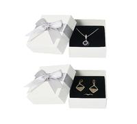Nideen 2 Stück Schmuck Geschenkbox, 7,5 x 7,5 x 3,5 cm Klein Mit Deckel für Ohrringe, Halsketten - Für Frauen (Grau)