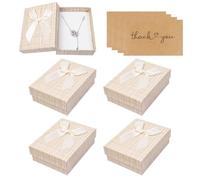 Nideen 4 Stück kleine Geschenkboxen mit Karten, 9× 7× 3cmHalskette Ohrring Geschenkbox Schmuckschachtel Schmuckverpackungen mit Deckel für Schmuck Display(Weiß)