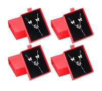Nideen 4 Stück Schmuck Geschenkbox, 9× 7× 3 cm Klein Schmuckschachtel für Armband Halskette (Rot)