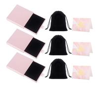 Nideen Schmuckbox für Armbänder kleine Geschenkbox Schmuck 3er Set, Kleine Schmuckkästchen mit Samtbeutel & Karte (Rosa)