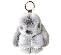 NIDONE Bunny Keychain graue weiche Kaninchenpuppe flauschiger Bunny -Schlüsselbund mit Metallschnalle süße Tasche Charm Kawaii gefülltes Tier für Handtaschen, Rucksäcke, Handys, Autos, Hasenplüsch