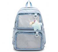 NIDONE Ita-Rucksack, Kawaii-Rucksack mit Pin-Anzeigefenstern für Anime & Cosplay, Ita-Taschen mit Stern-Charm und geräumigem Fach für Schule, Reisen (blau)